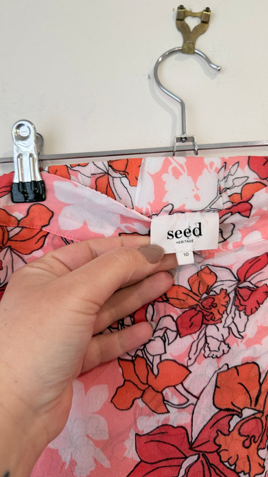 Seed Heritage Pink Floral Mini Skirt - Size 10
