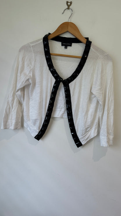 Howard Showers Cream Studded Trim Knit Shrug - Size 1 (8)