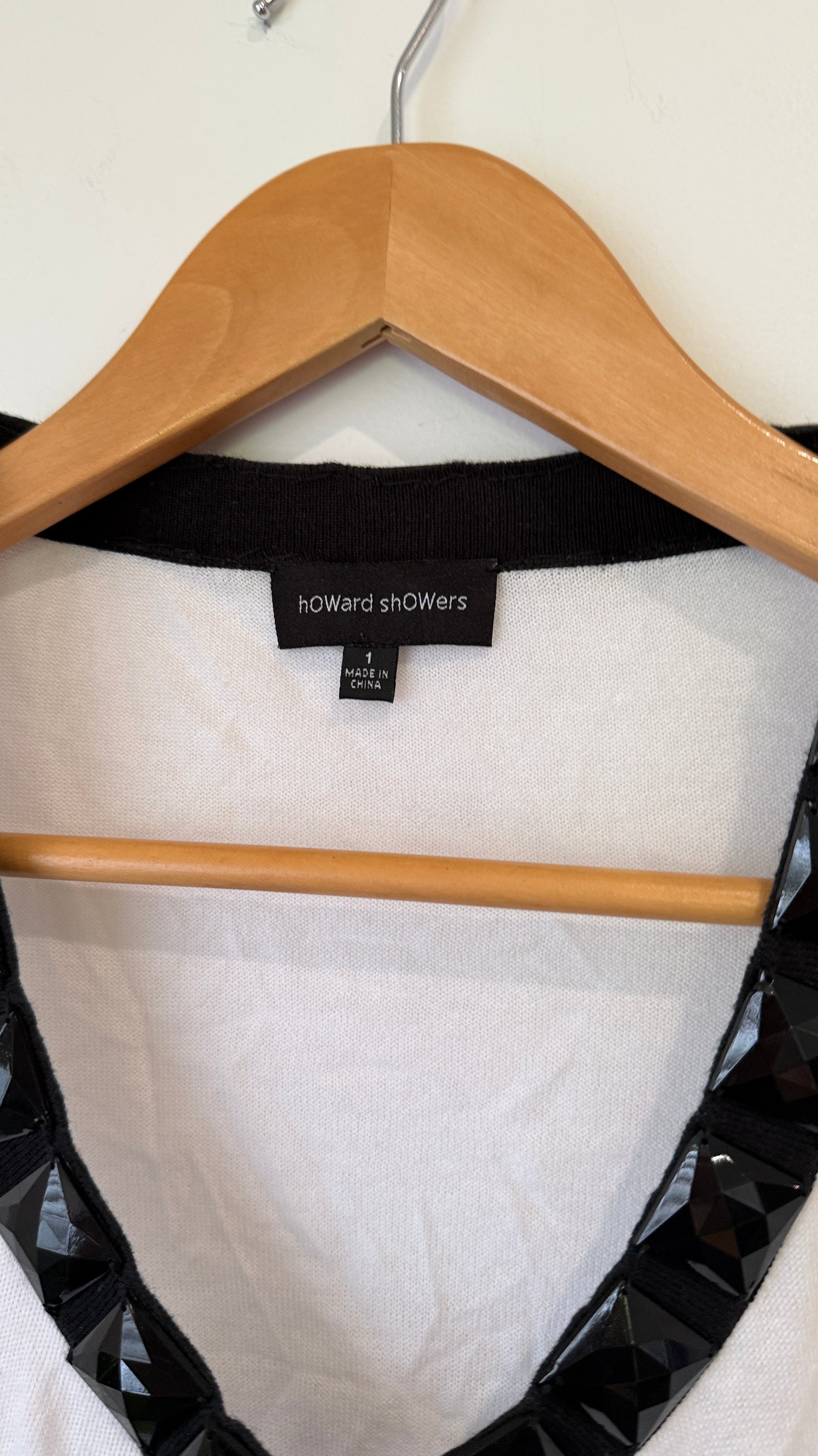 Howard Showers Cream Studded Trim Knit Shrug - Size 1 (8)