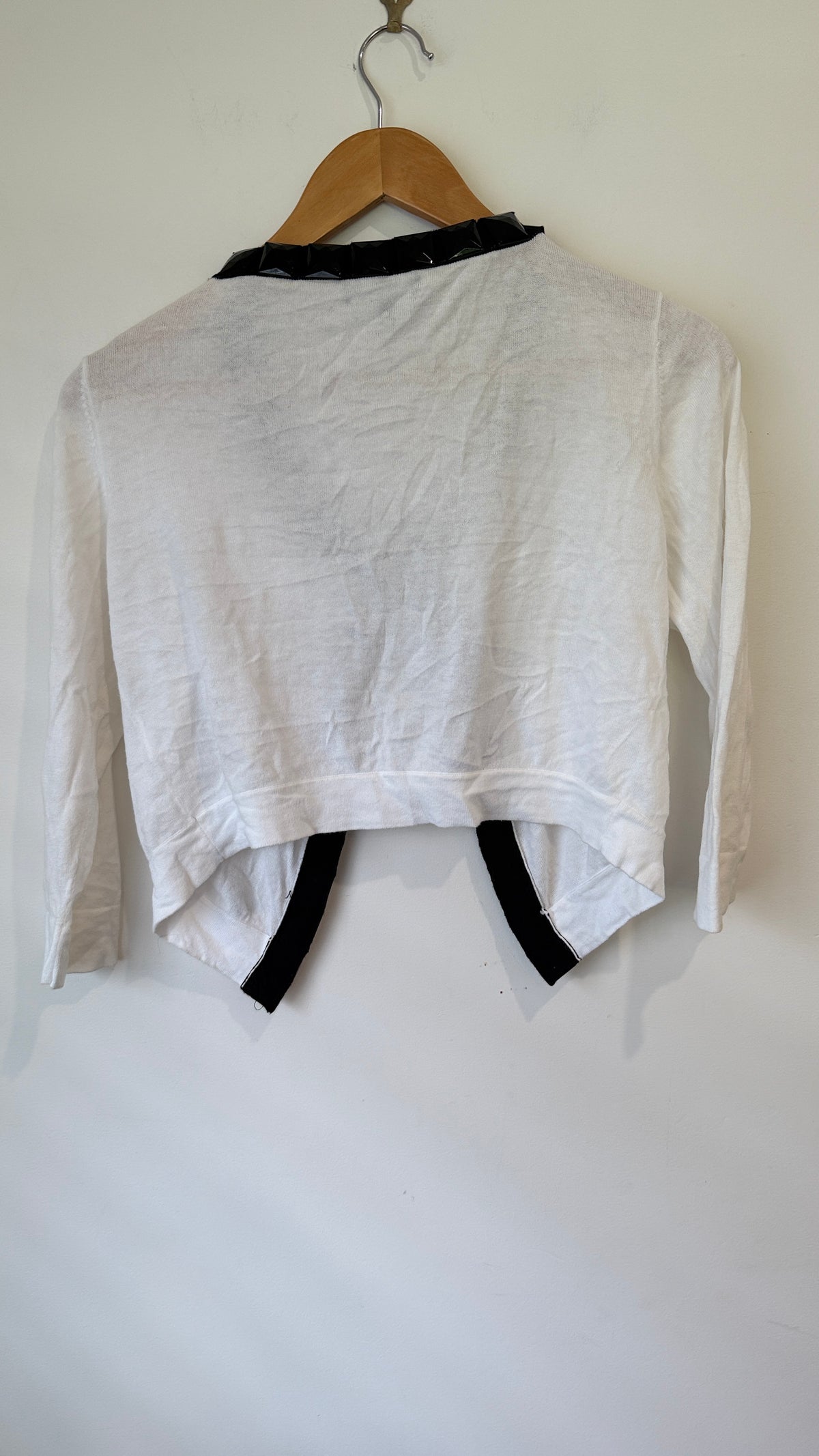 Howard Showers Cream Studded Trim Knit Shrug - Size 1 (8)