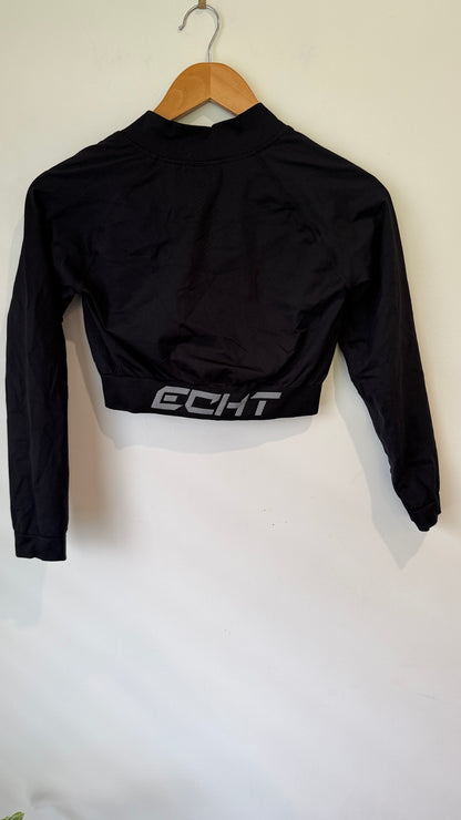 Echt Arise League Black Zip Crop Long Sleeve - Size L (but smaller fit)