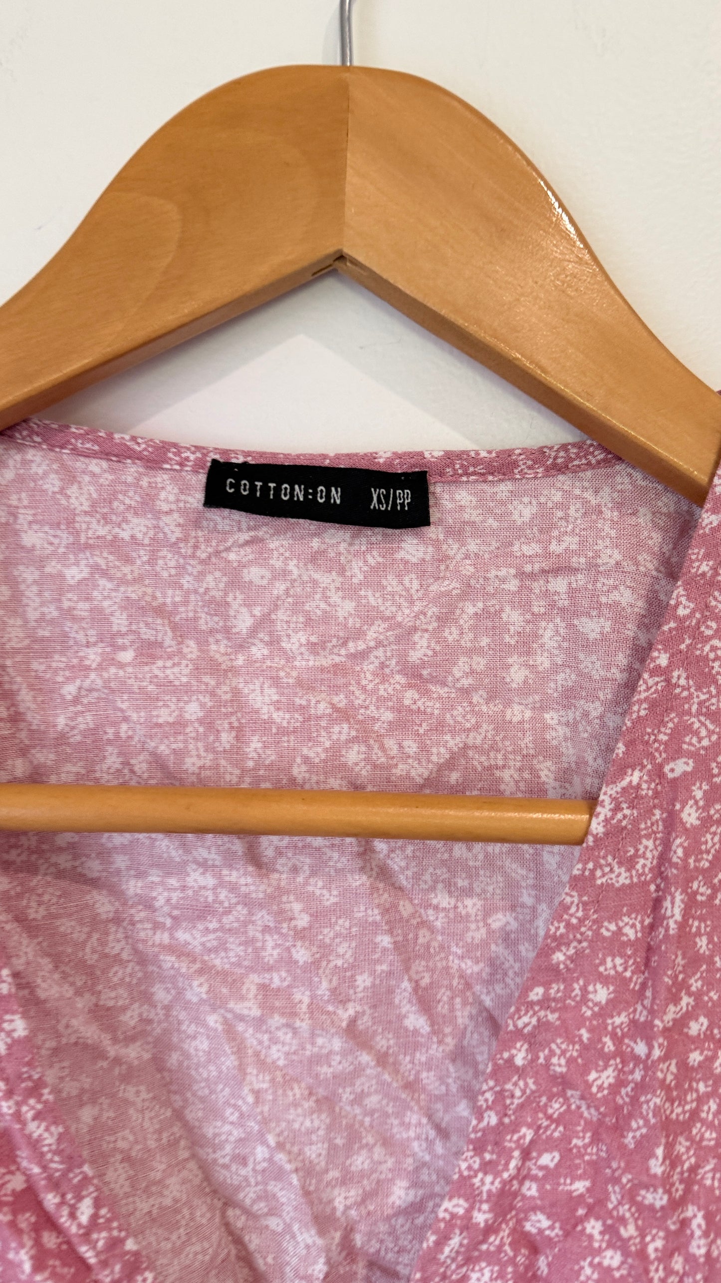 Cotton On Pink Floral Wrap Crop Top - Size XS