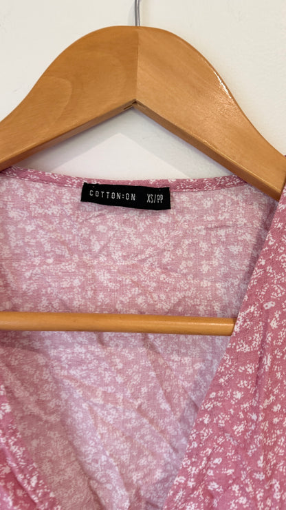 Cotton On Pink Floral Wrap Crop Top - Size XS