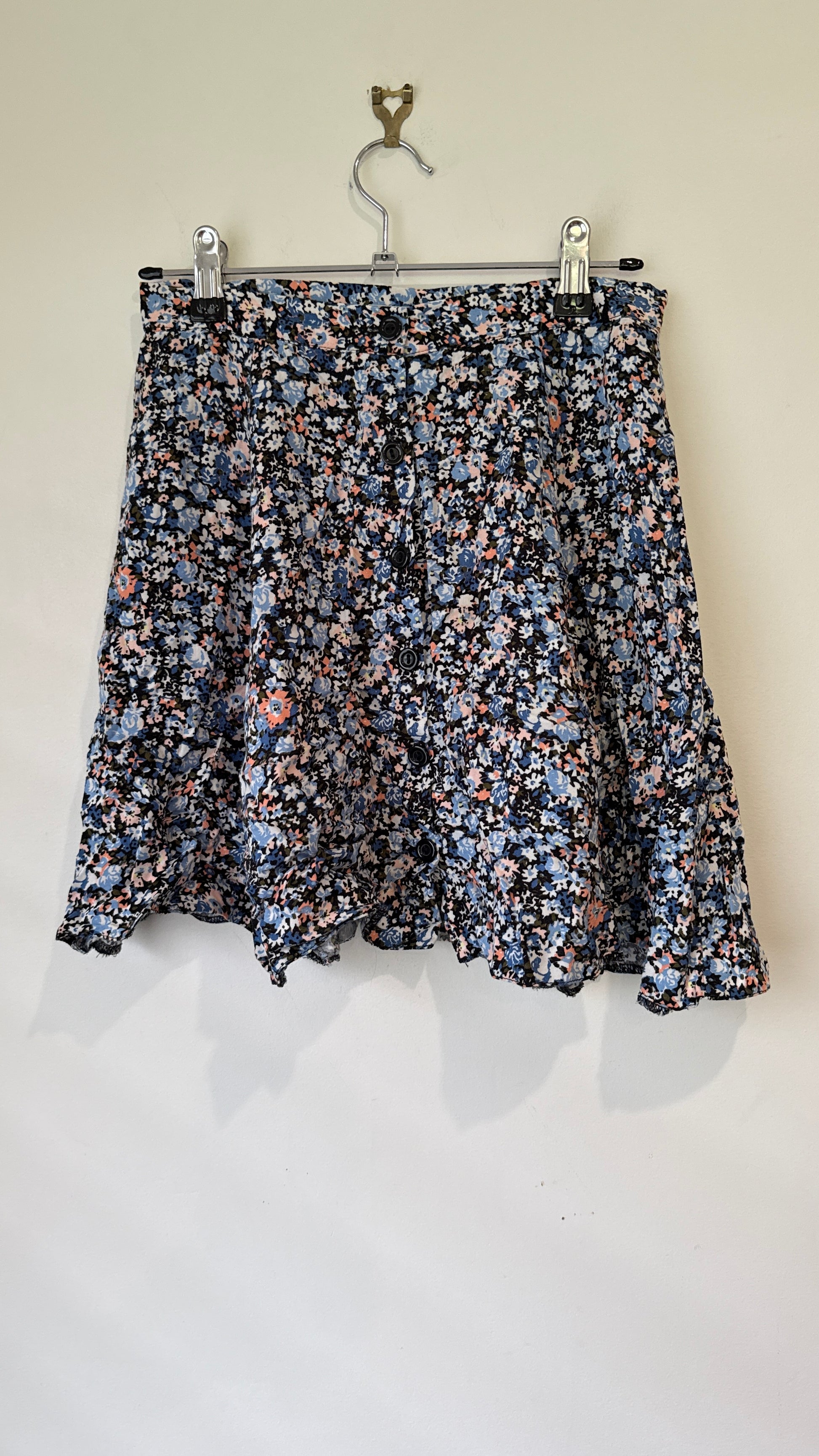 Miss Selfridge Blue Floral Mini Skirt - Size 8