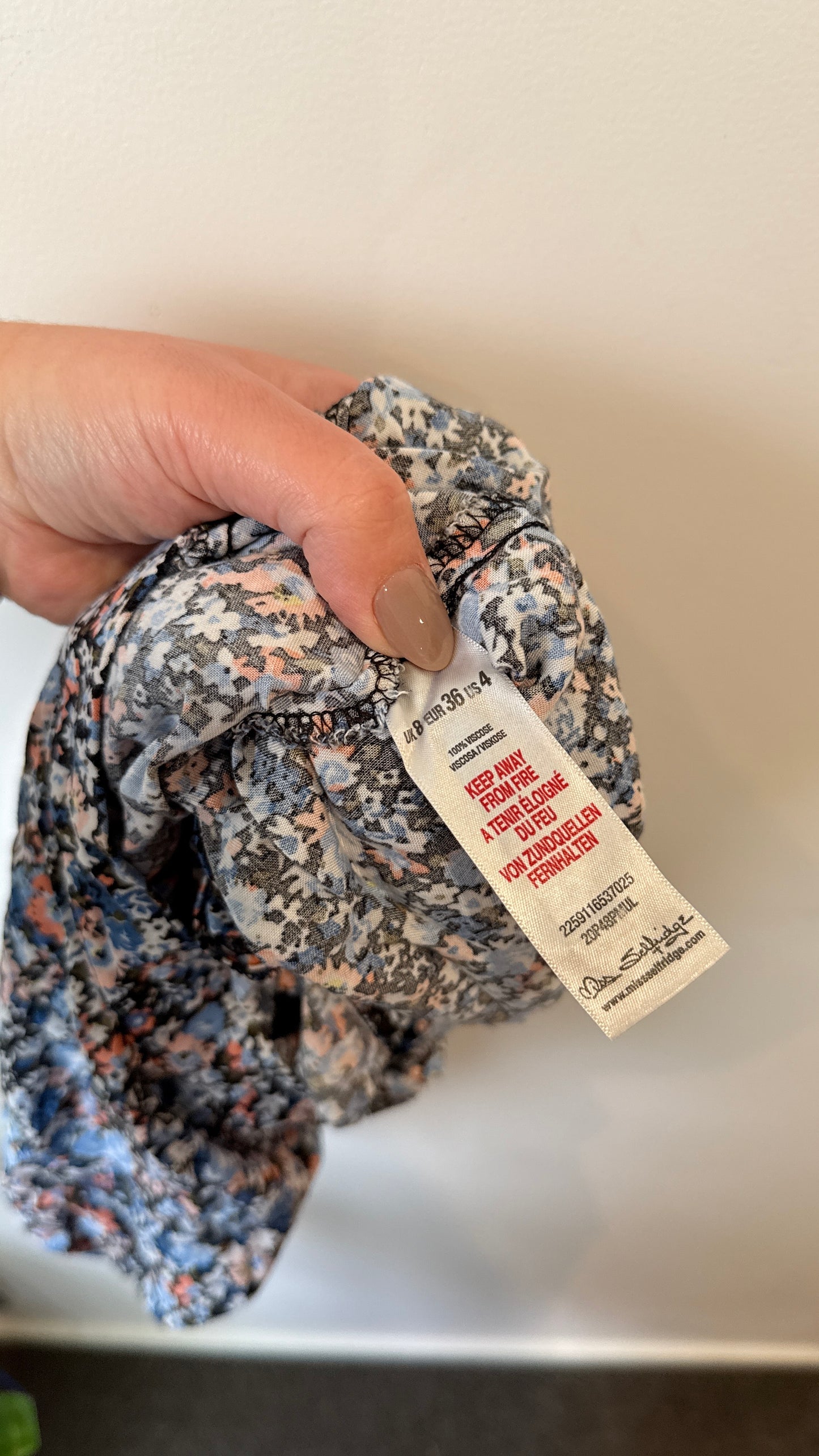 Miss Selfridge Blue Floral Mini Skirt - Size 8