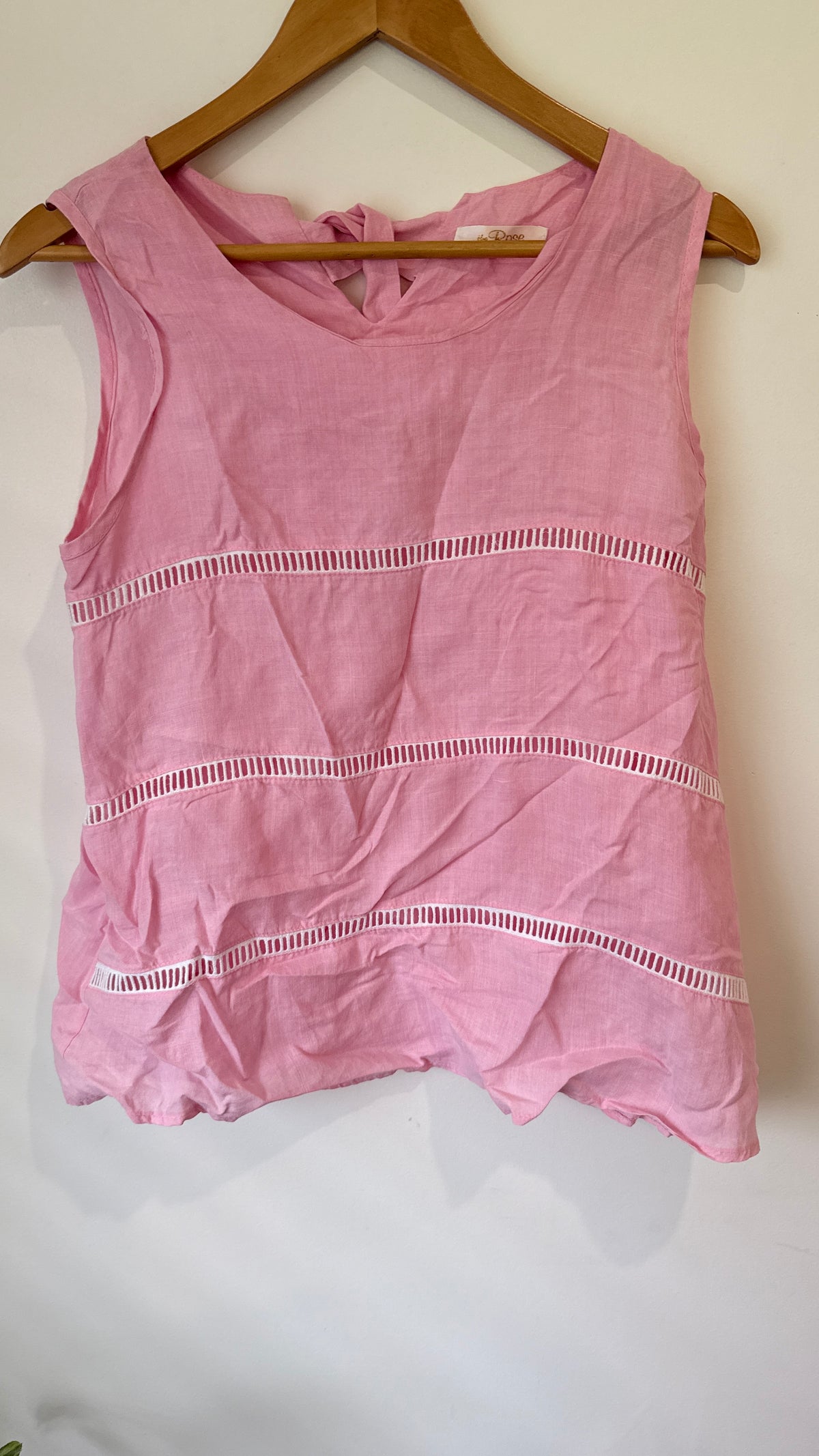 The Rose Pink Ladder Trim Sleeveless Top - 49cm u/arm
