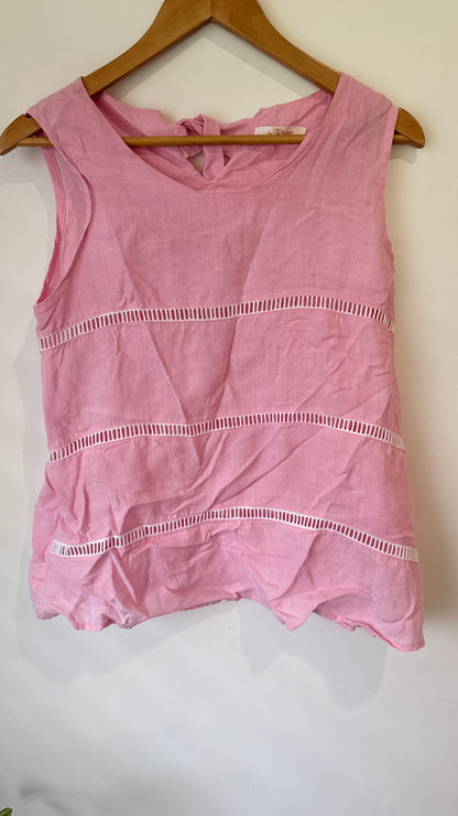 The Rose Pink Ladder Trim Sleeveless Top - 49cm u/arm
