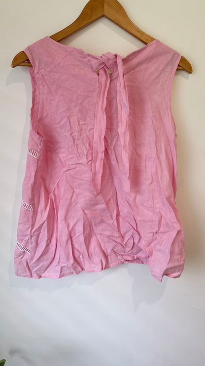 The Rose Pink Ladder Trim Sleeveless Top - 49cm u/arm