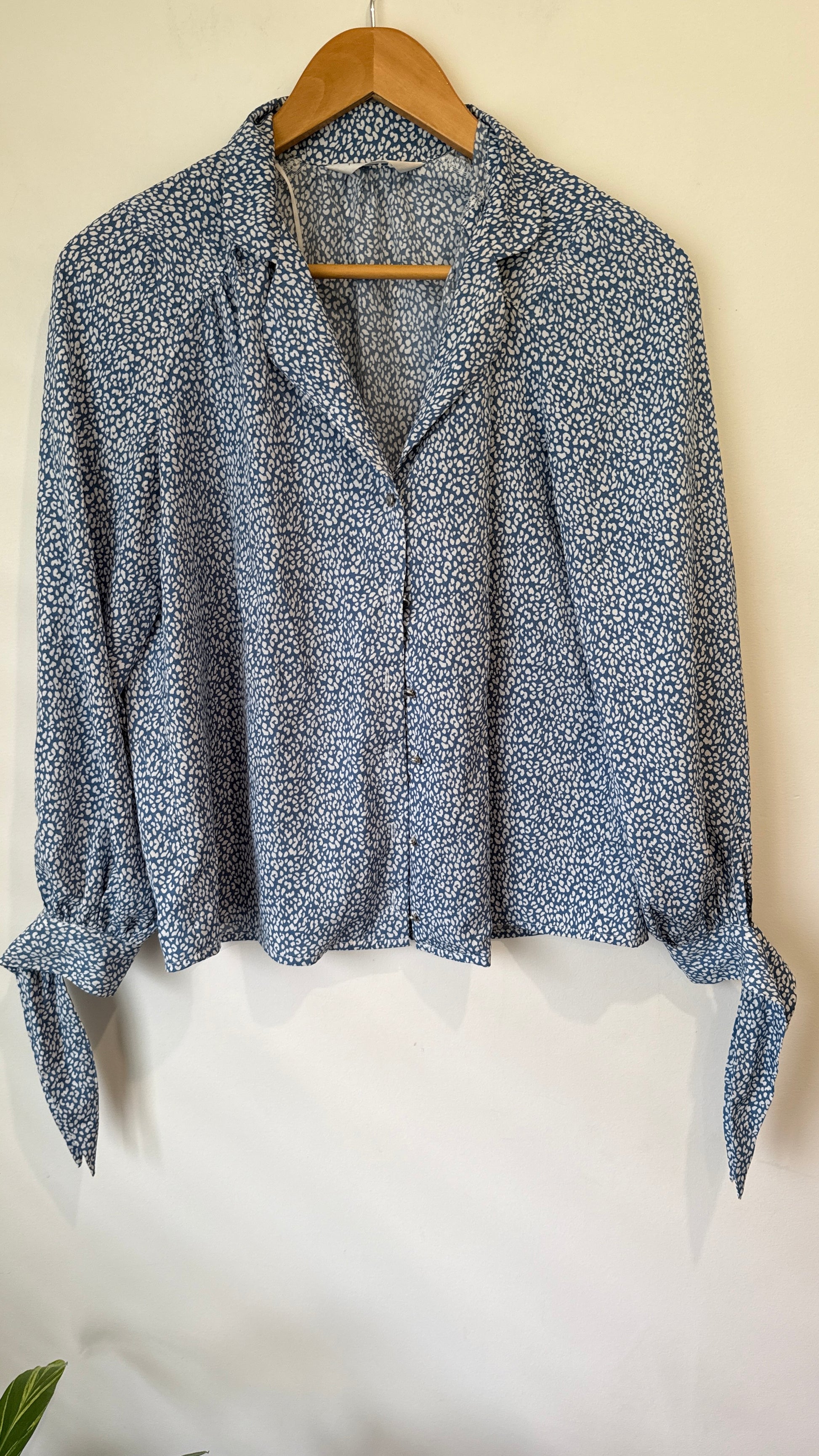 Pagani Blue Animal Print Blouse - Size 10