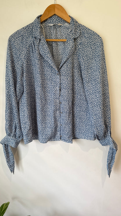 Pagani Blue Animal Print Blouse - Size 10