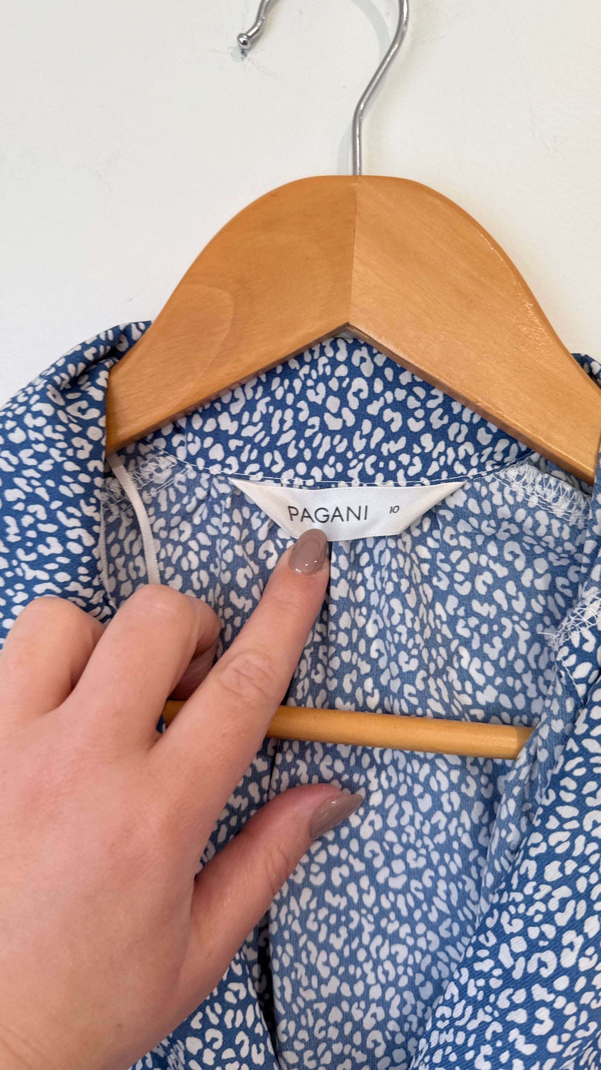 Pagani Blue Animal Print Blouse - Size 10