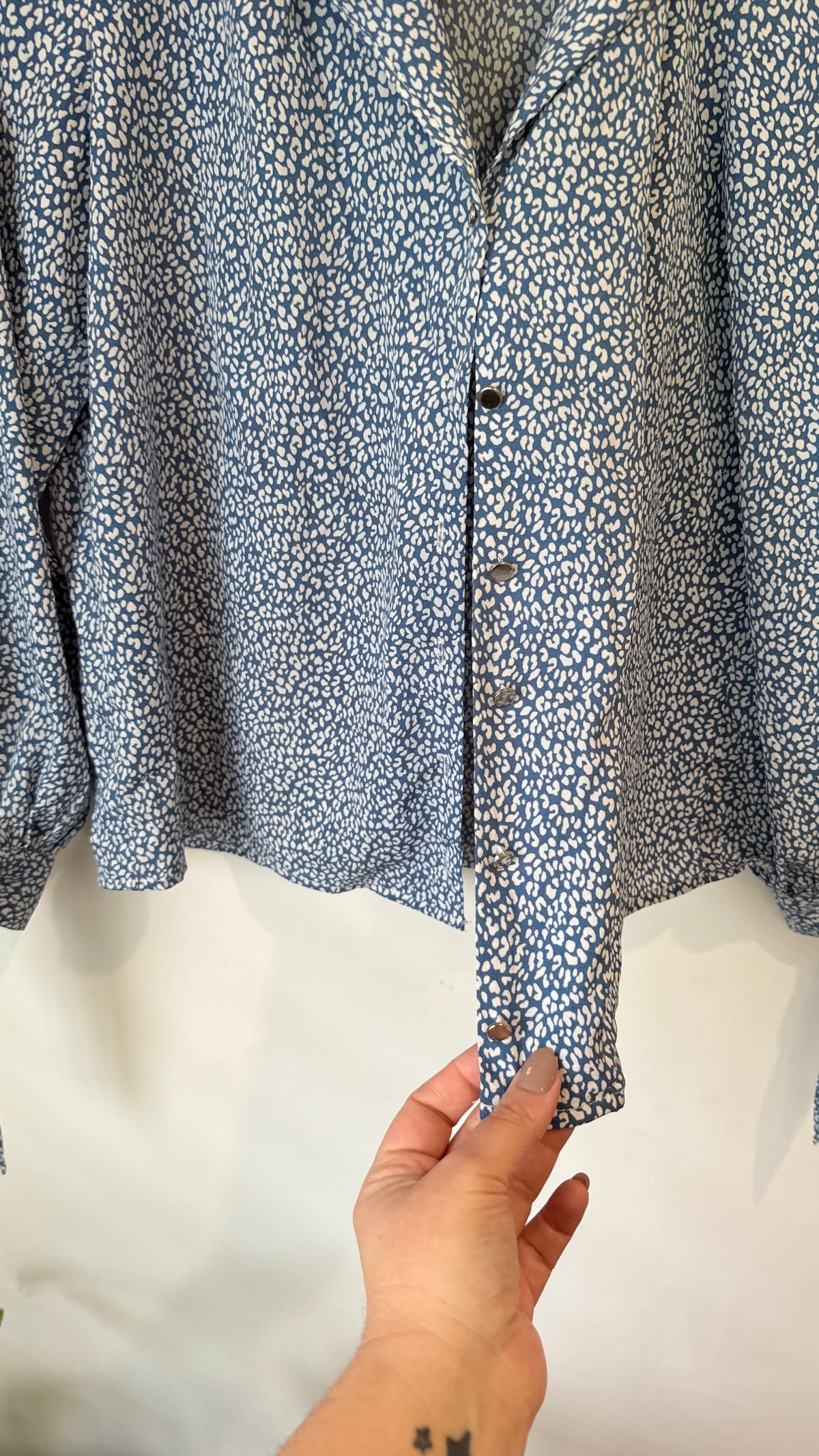 Pagani Blue Animal Print Blouse - Size 10