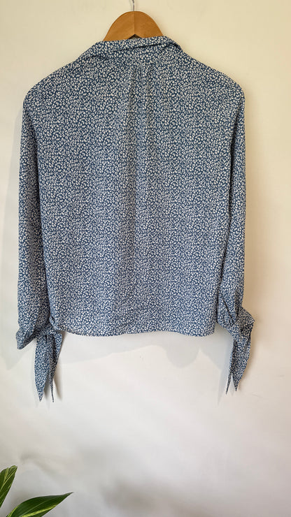 Pagani Blue Animal Print Blouse - Size 10