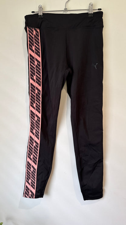 Puma Black Logo Tape Leggings - Size S