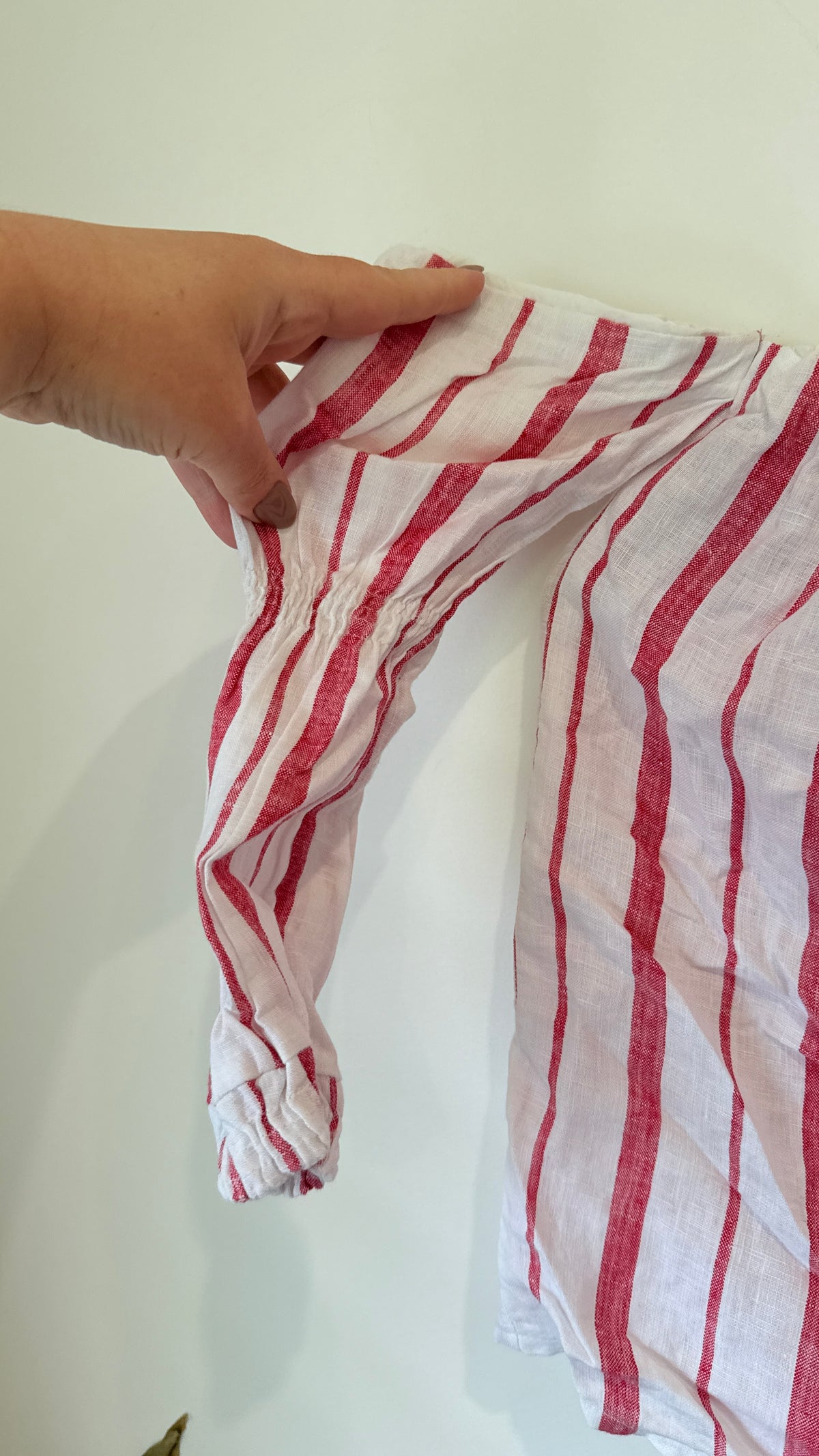 Kookai Linen Striped Off Shoulder Top - Size 34