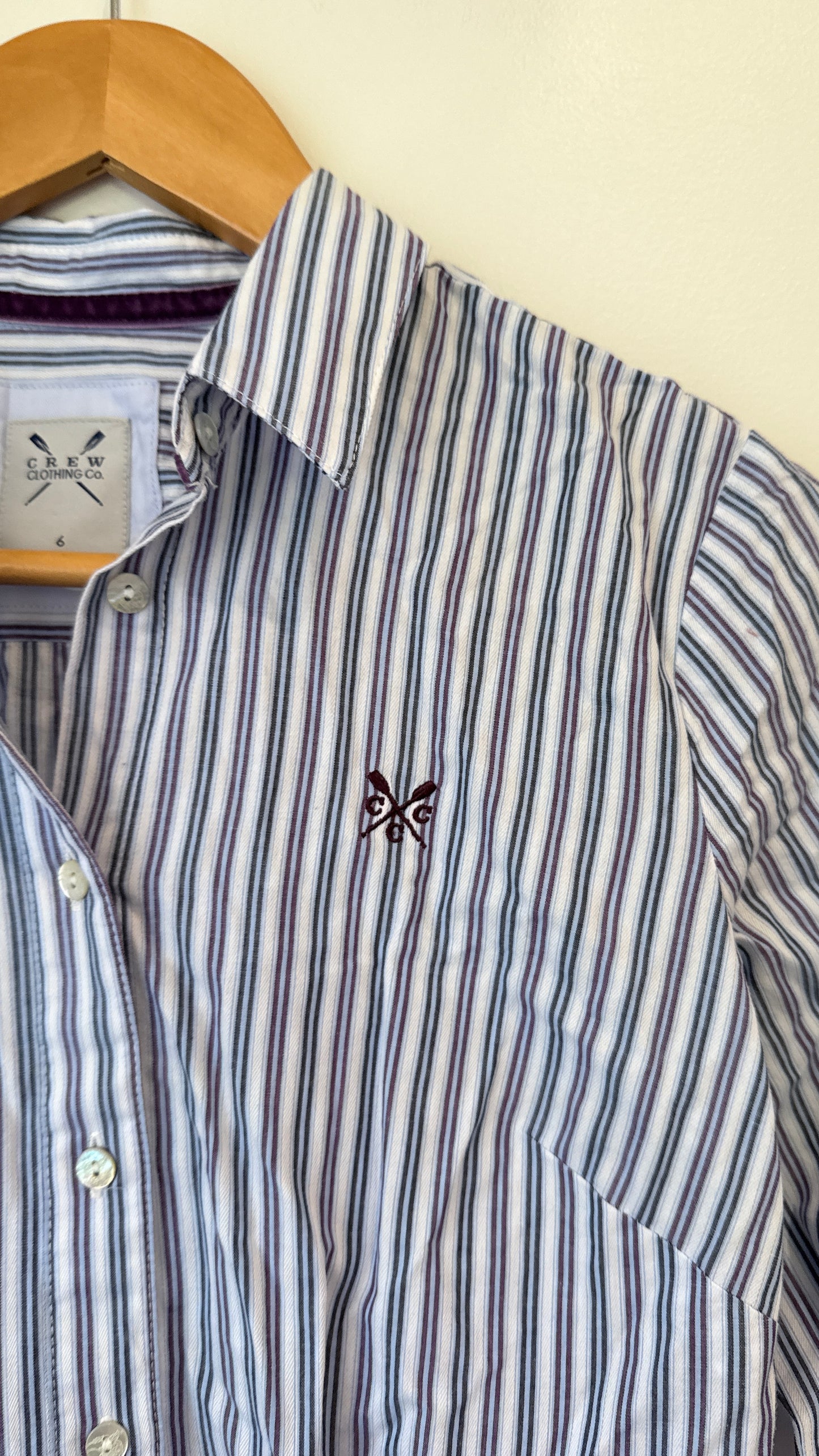 Crew Clothing Co Blue Striped Shirt - Size 6