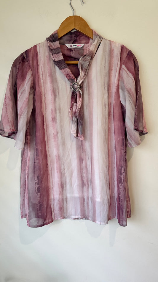Pink Niine Watercolour Short Sleeve Shirt - Size 2XL