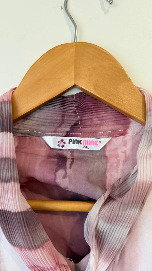 Pink Niine Watercolour Short Sleeve Shirt - Size 2XL