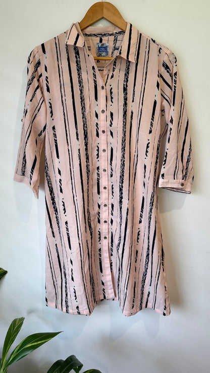 Entise Pink Brushstroke Print Shirt Dress - Size 2XL