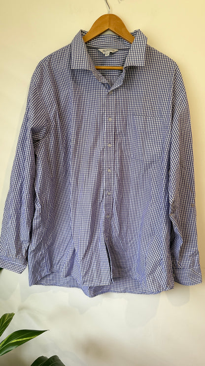 AP Business Blue Gingham Shirt - Size 4XL