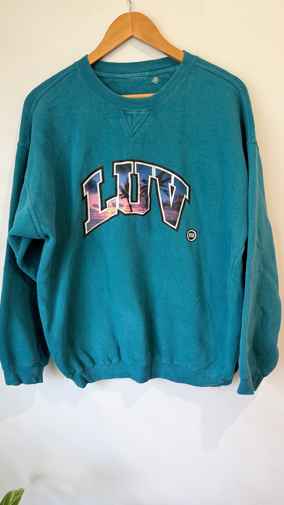 Teal LUV Print Sweatshirt - 62cm u/arm