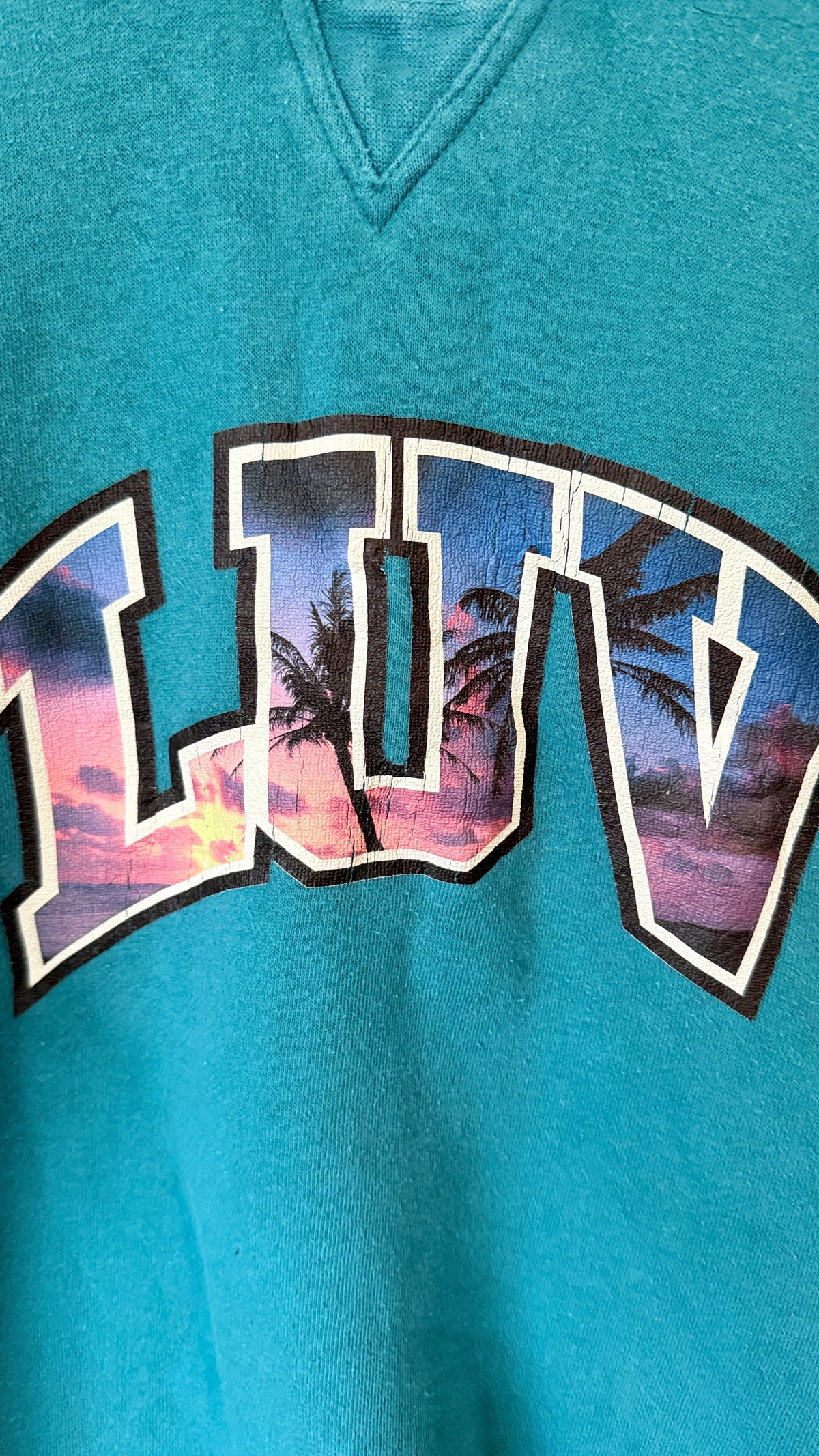 Teal LUV Print Sweatshirt - 62cm u/arm