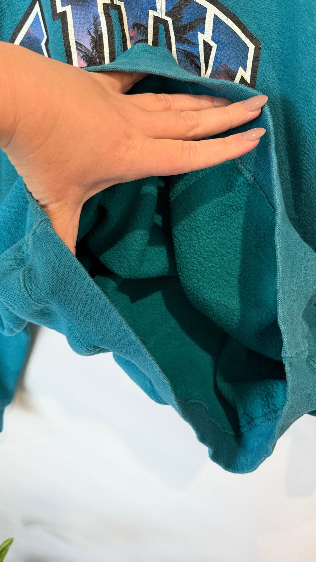 Teal LUV Print Sweatshirt - 62cm u/arm