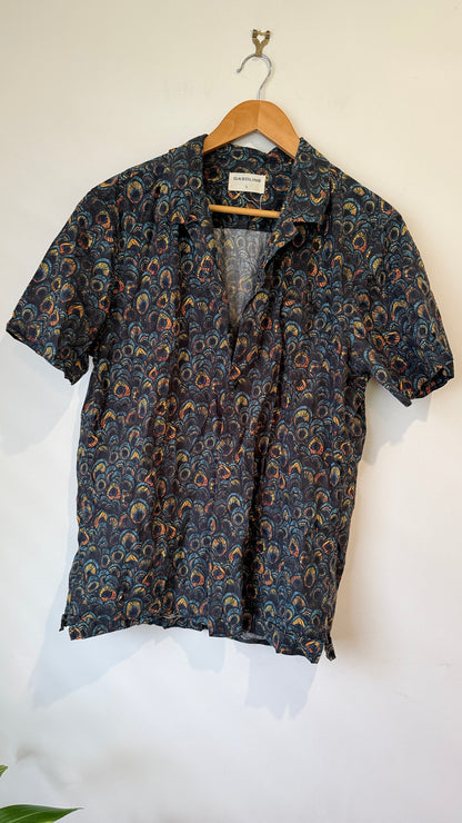 Gasoline Dark Paisley Print Short Sleeve Shirt - Size L