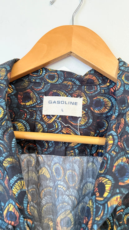 Gasoline Dark Paisley Print Short Sleeve Shirt - Size L