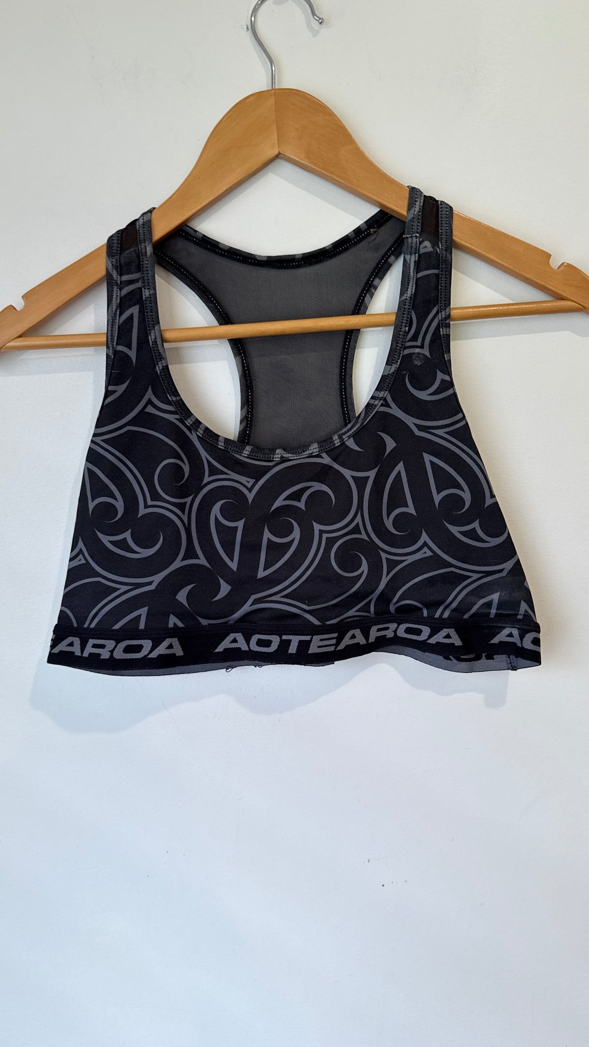 Active Intent Black Aotearoa Print Sports Bra - Size M