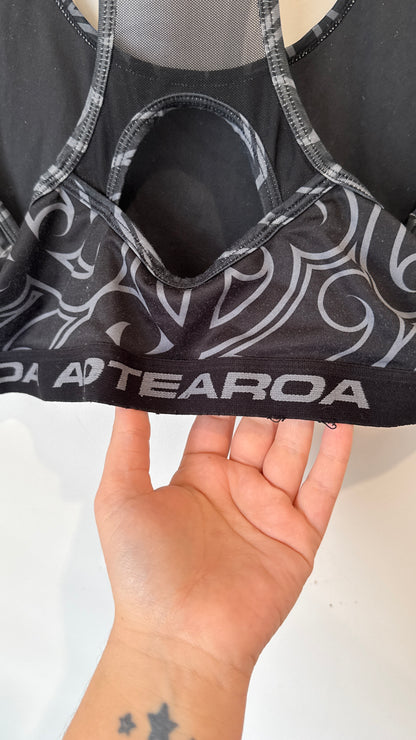 Active Intent Black Aotearoa Print Sports Bra - Size M