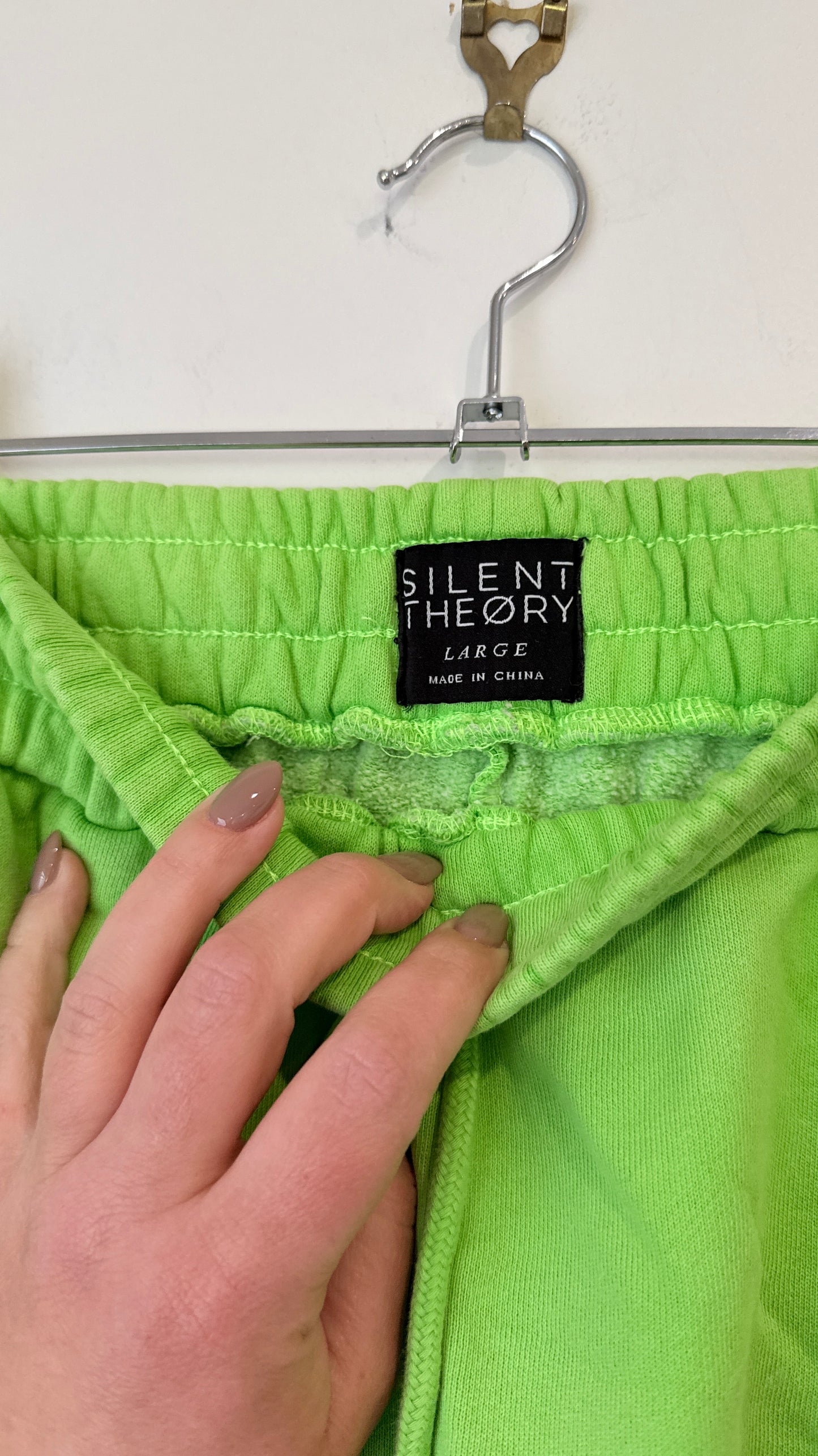 Silent Theory Lime Green Sweat Shorts - Size L