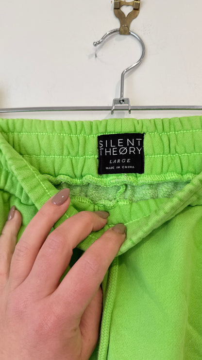 Silent Theory Lime Green Sweat Shorts - Size L