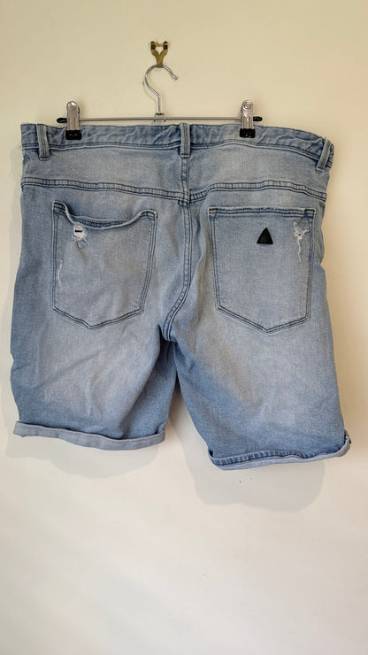 Abrand Size 36 Dropped Slim Light Wash Distressed Denim Shorts