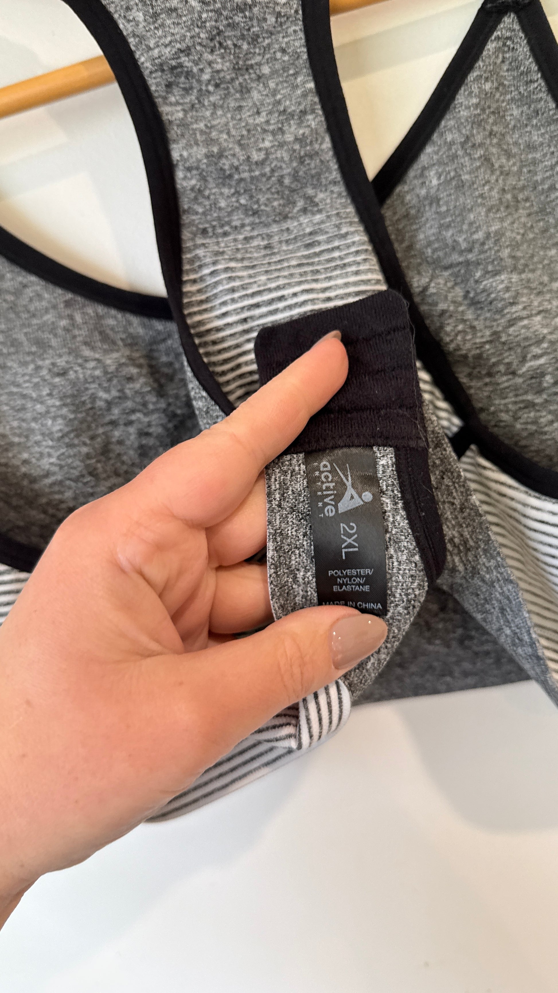Active Intent Grey Marle Sports Bra - Size 2XL