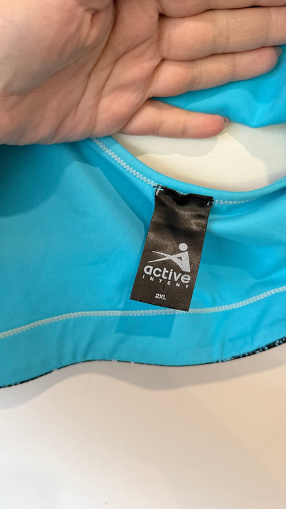 Active Intent Blue Print Sports Bra - Size 2XL