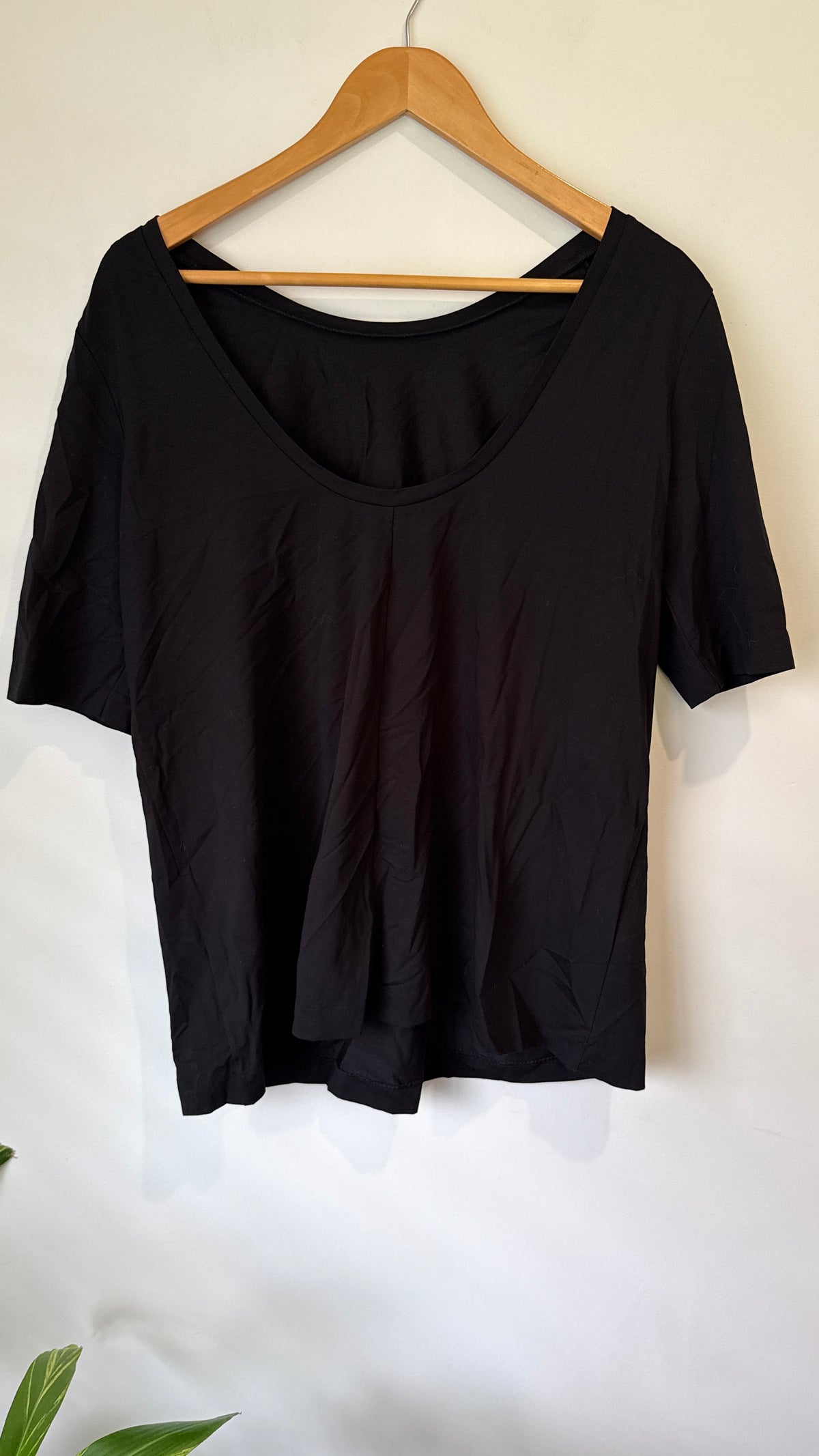 COS Black Scoop Neck Short Sleeve Top - Size M