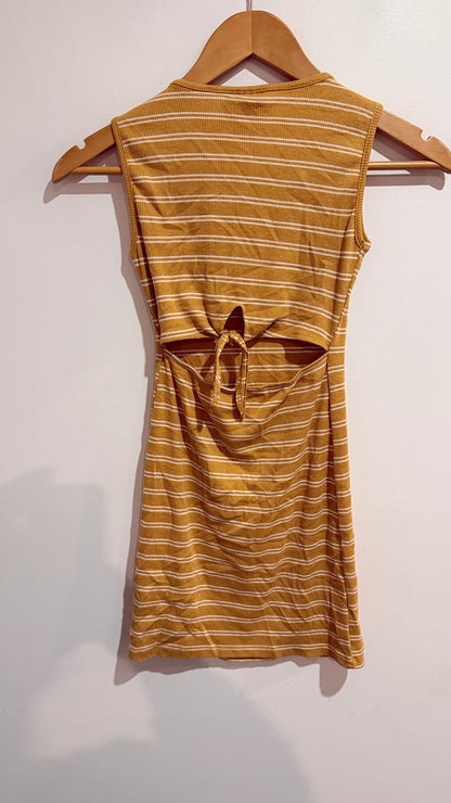 Pink Angel Mustard Striped Ribbed Tank Dress - Size 9-10 Years