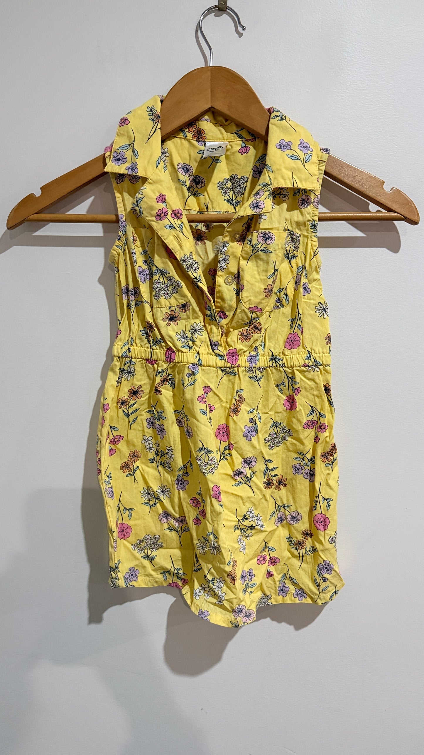 Anko Kids Yellow Floral Playsuit - Size 4