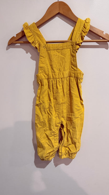 Baby Berry Mustard Corduroy Dungarees - Size 12-18 Months