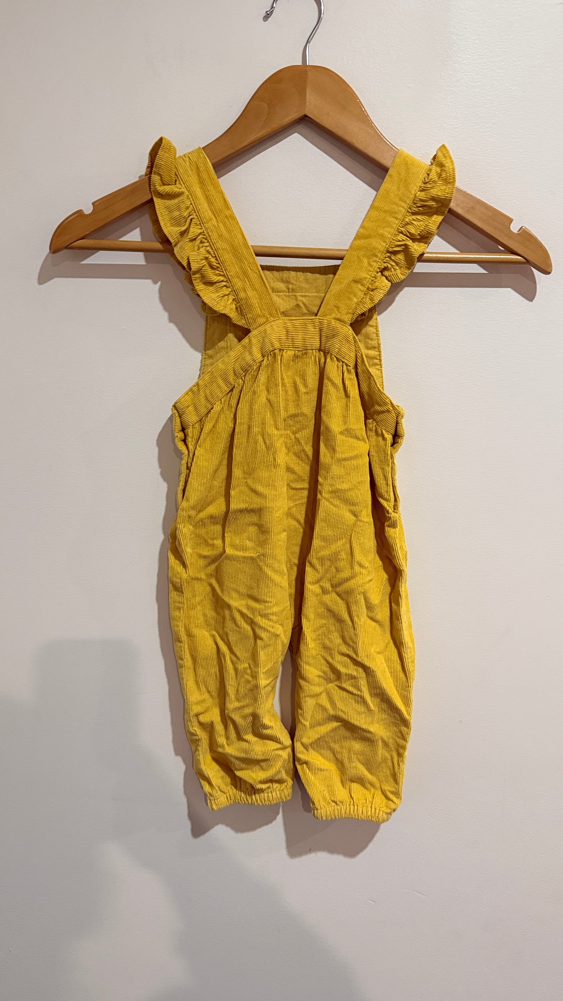 Baby Berry Mustard Corduroy Dungarees - Size 12-18 Months