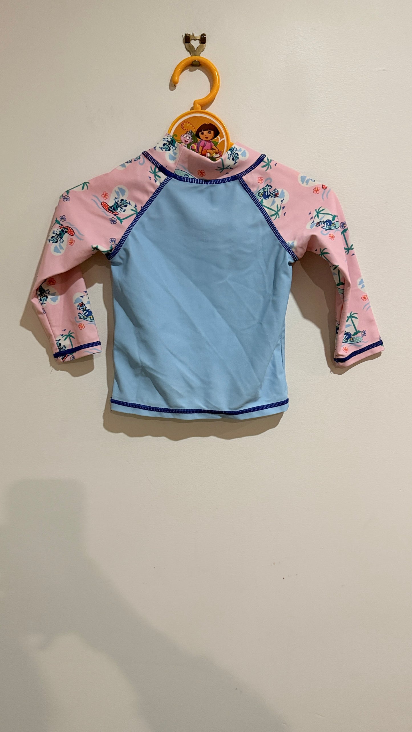 Minnie Mouse Pink & Blue Long Sleeve Rash Top - Size 0 (6-12 Months)