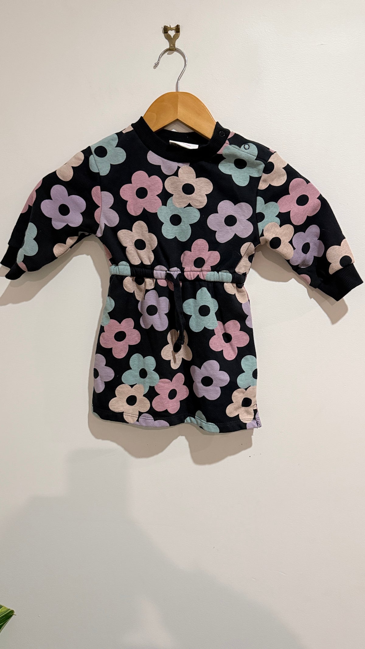 Mini Mango Navy Floral Sweater Dress - Size 1