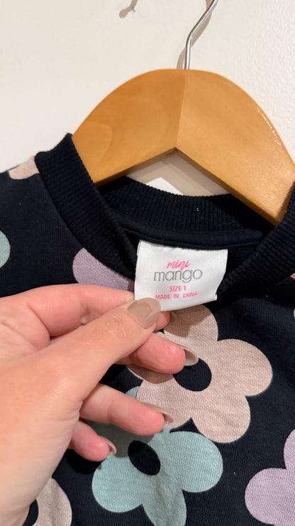 Mini Mango Navy Floral Sweater Dress - Size 1