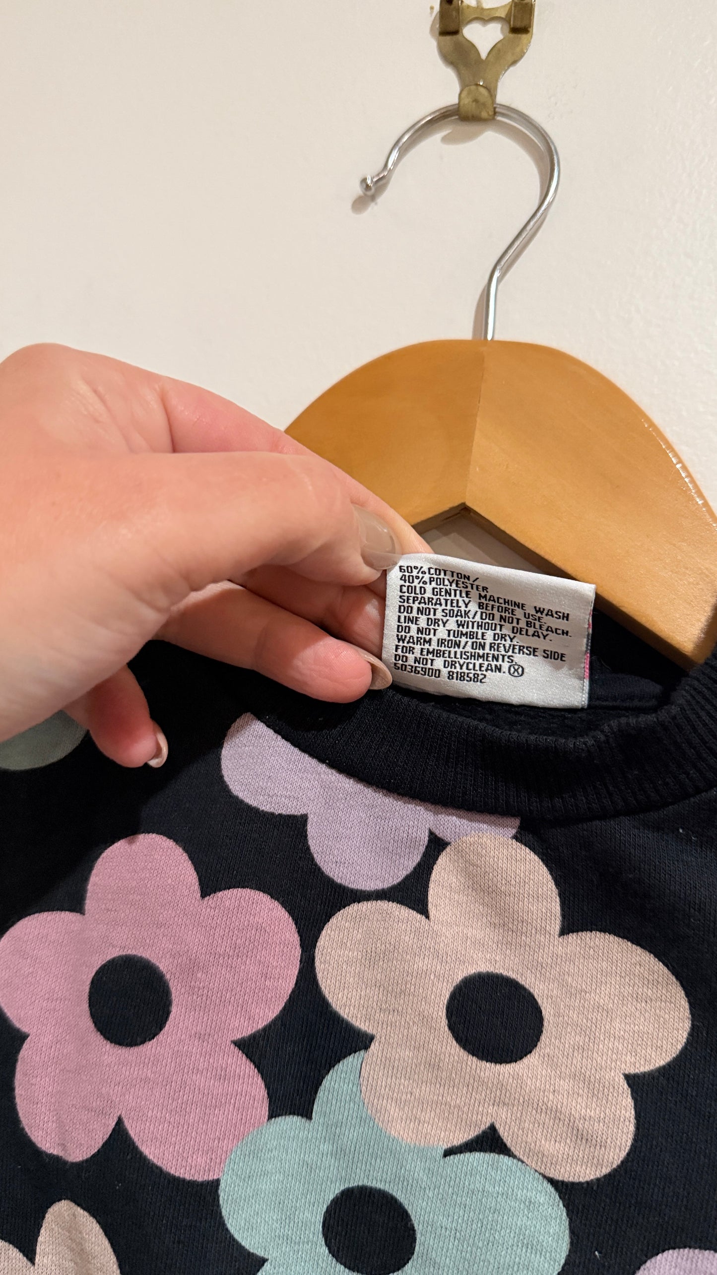 Mini Mango Navy Floral Sweater Dress - Size 1