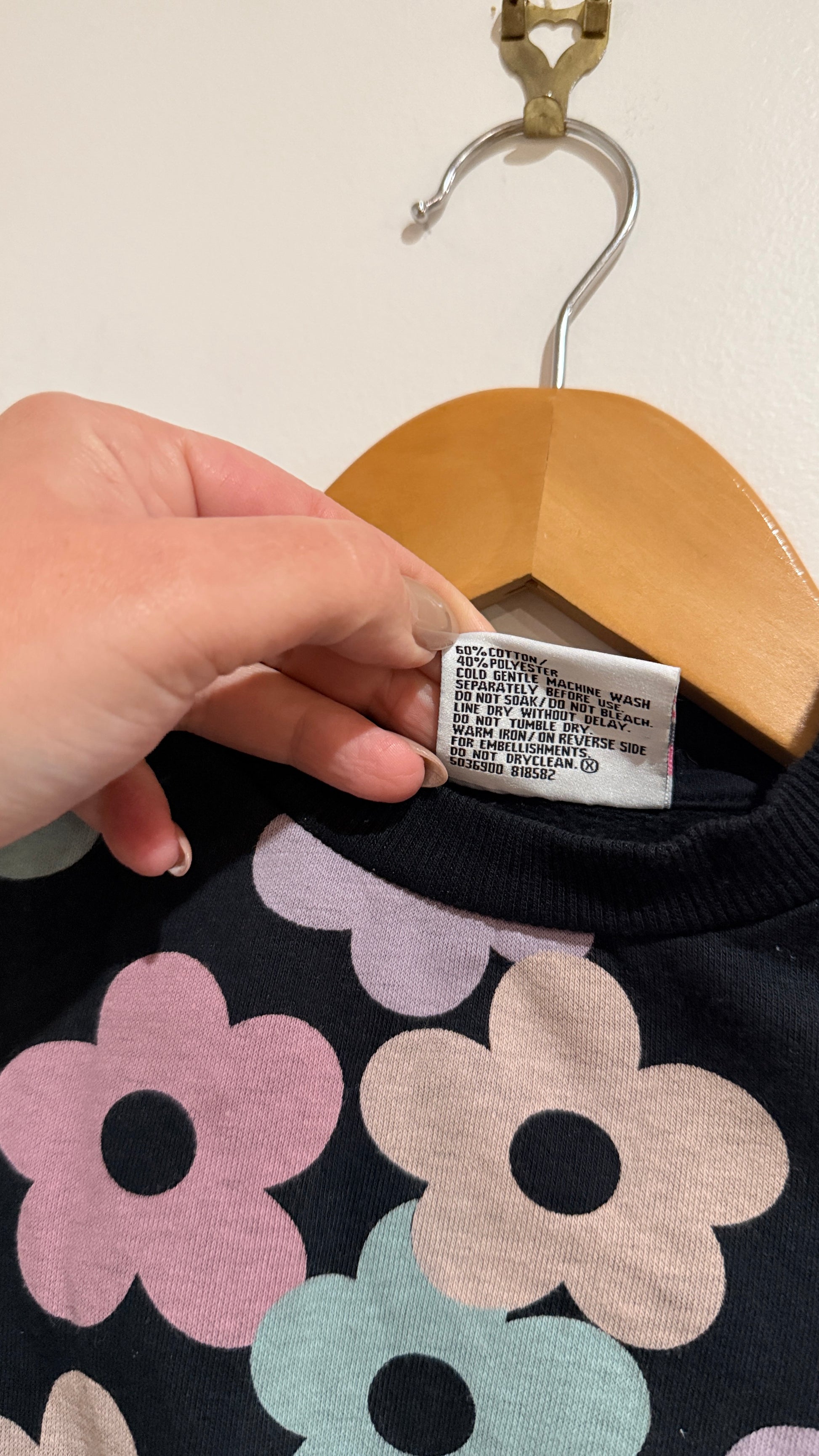 Mini Mango Navy Floral Sweater Dress - Size 1
