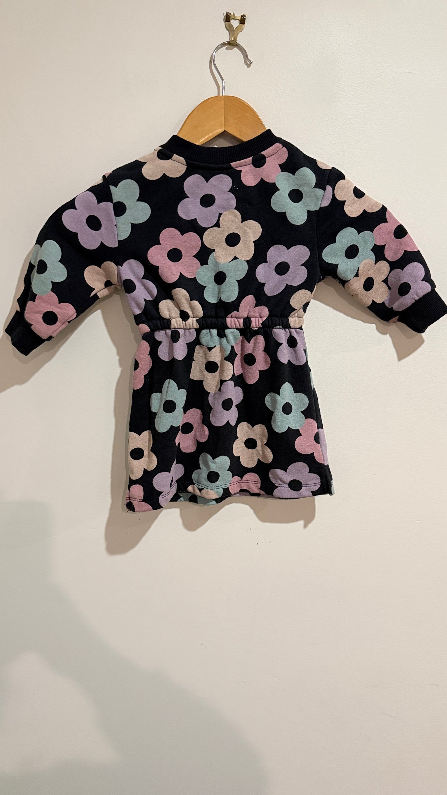 Mini Mango Navy Floral Sweater Dress - Size 1