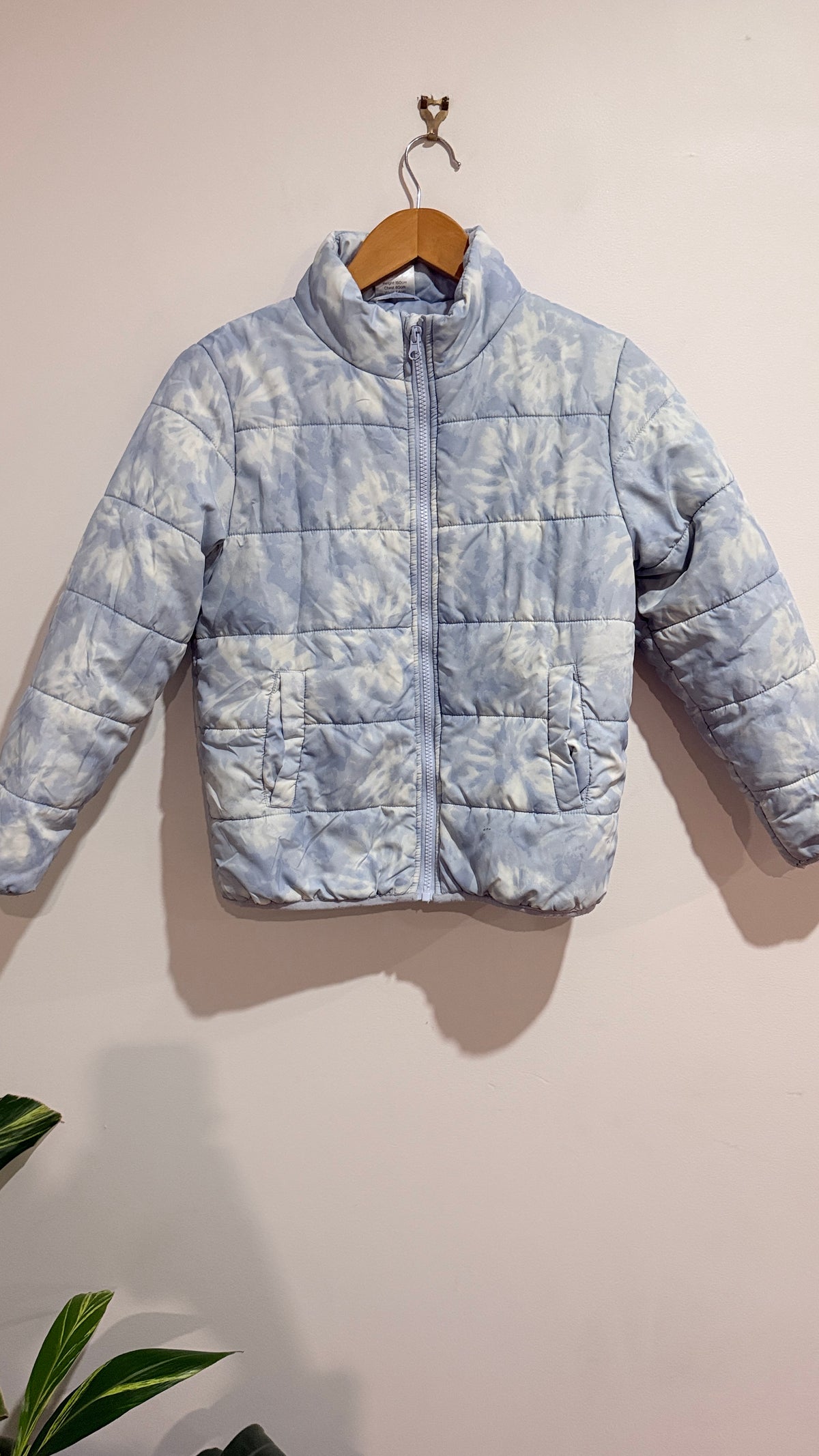 Young Original Blue Tie Dye Puffer Jacket - Size 12