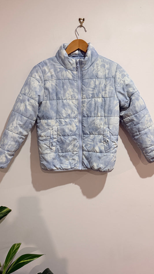 Young Original Blue Tie Dye Puffer Jacket - Size 12