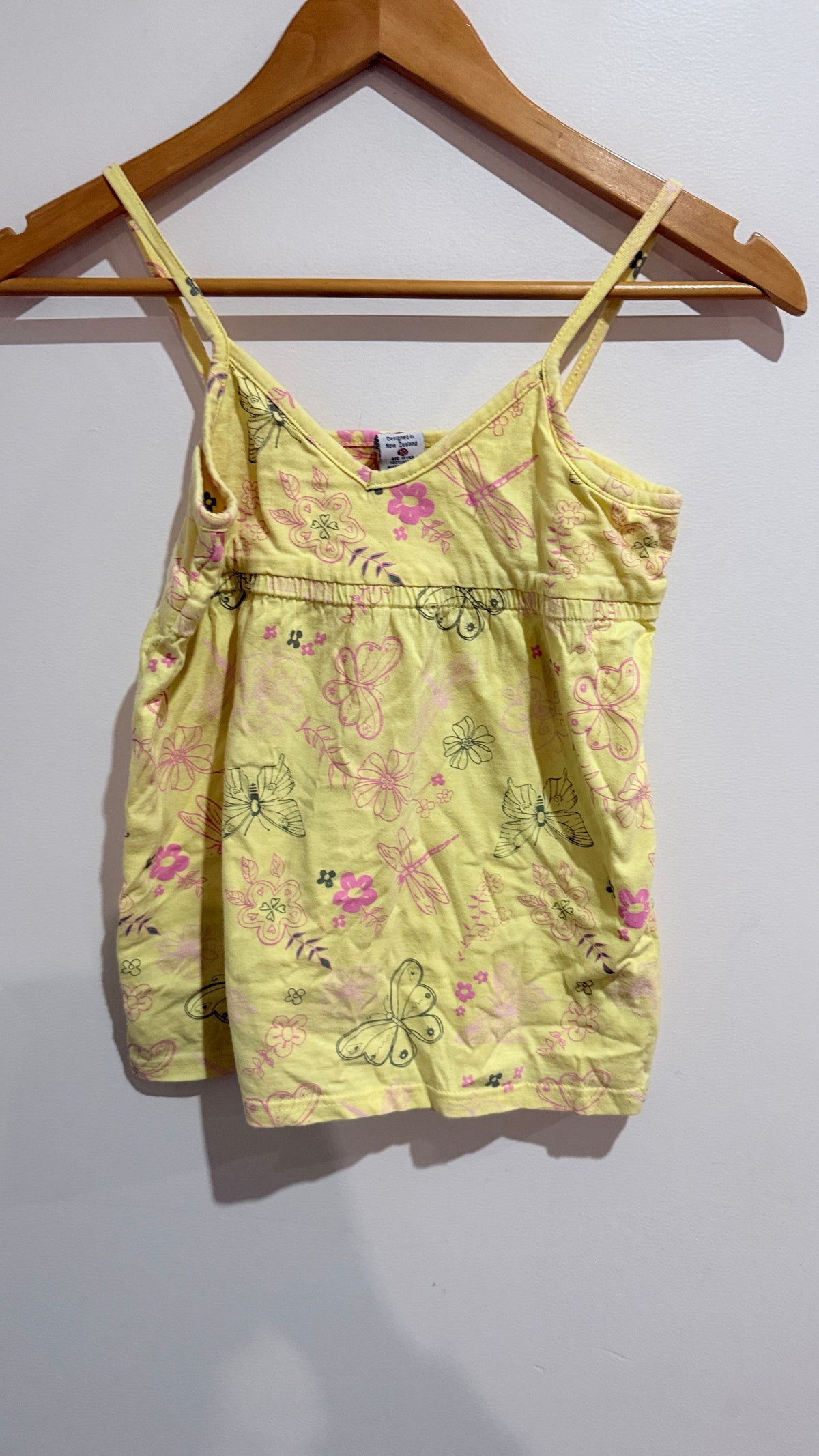 JK Kidsgear Yellow Butterfly Print Cami Top - Size 10 Years